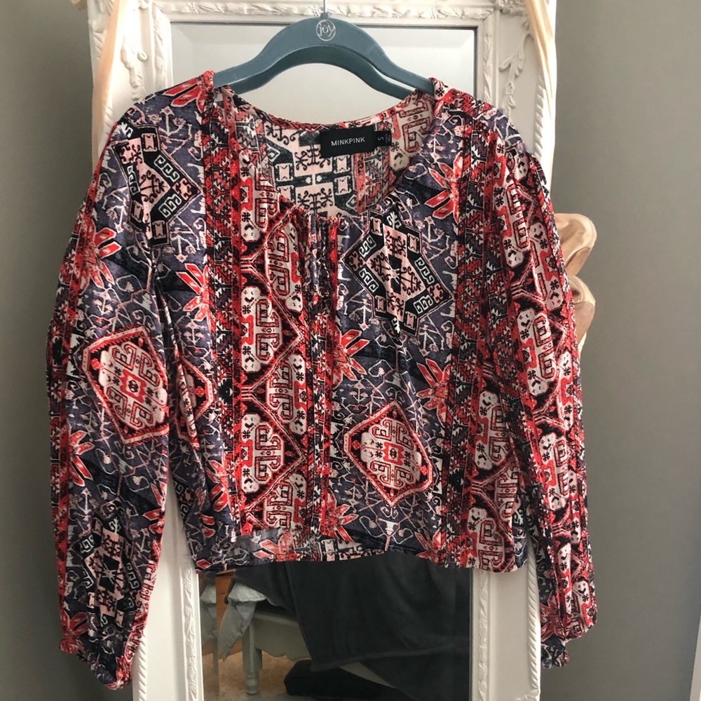Multicolor MINKPINK cropped long sleeve top